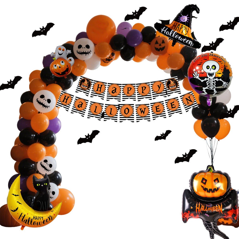 Halloween Balloon Arch Kit with Foil Banner and Tape Decoration for Party Reusable - Image 4