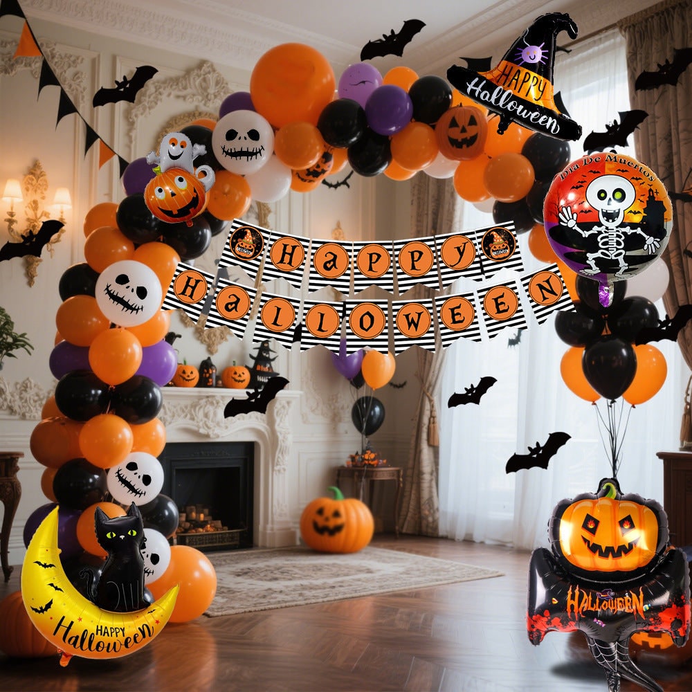 Halloween Balloon Arch Kit with Foil Banner and Tape Decoration for Party Reusable - Image 7