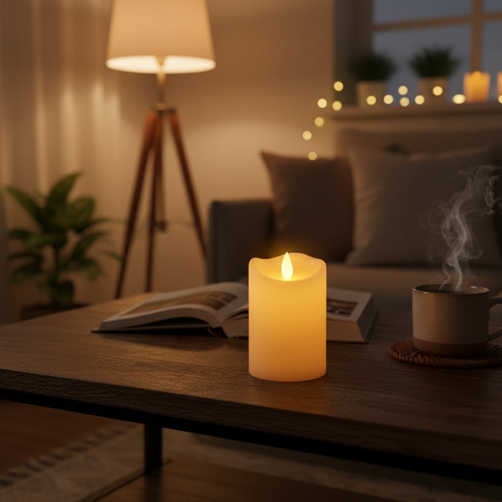 Halloween Battery Powered LED Fake Candles with Flickering Flame and Wavy Edge for Party Decoration - Image 1