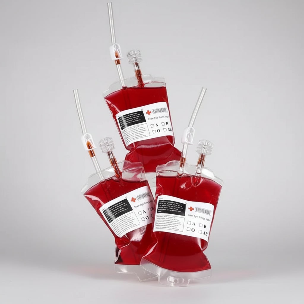 Halloween Blood Bags Drink Pouches with Syringe for Party Decorations and Haunted House Props - Image 1