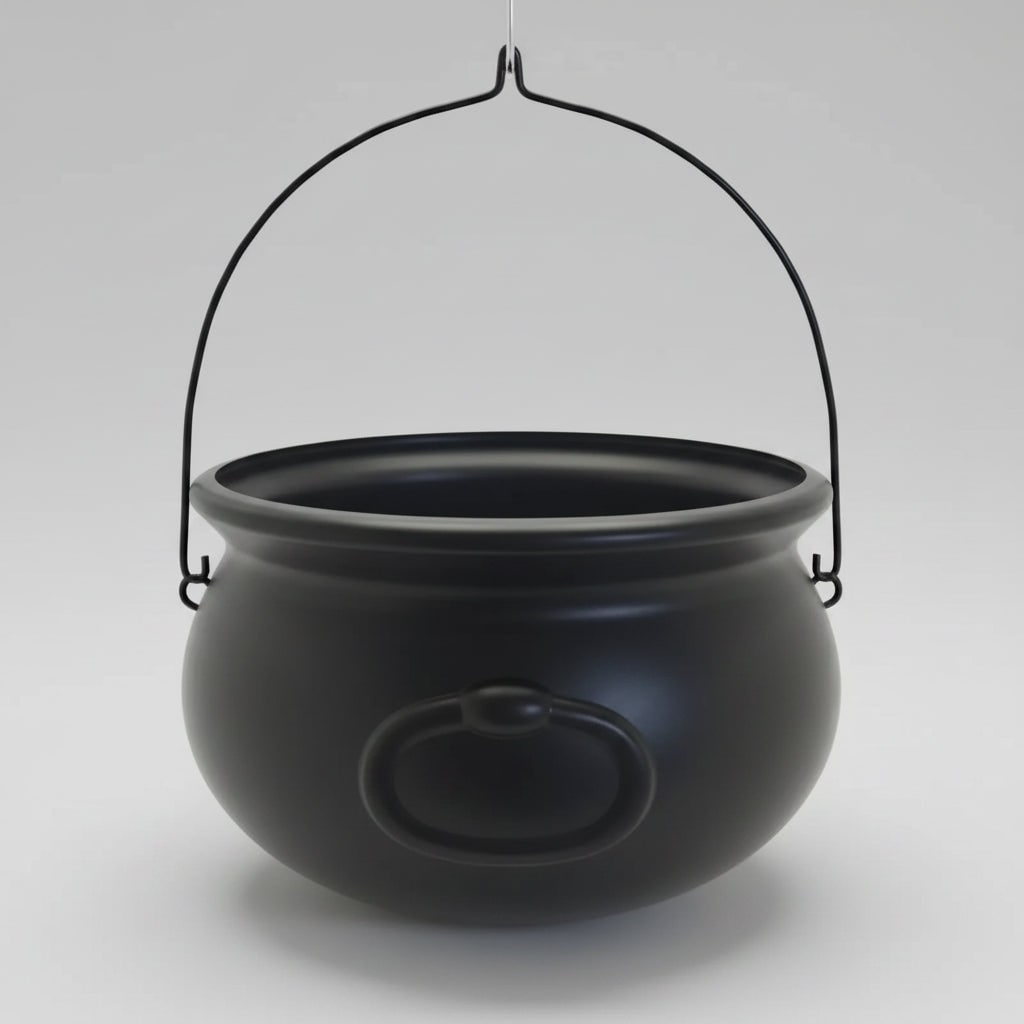 Halloween Candy Bucket Cauldron with Witch Handle for Treat Storage and Party Decoration - Image 4