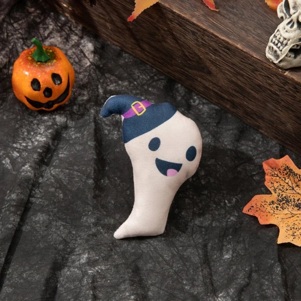 Halloween Cat Toys for Interactive Plush Play with Catnip Ghost and Pumpkin Designs Biting - Image 2