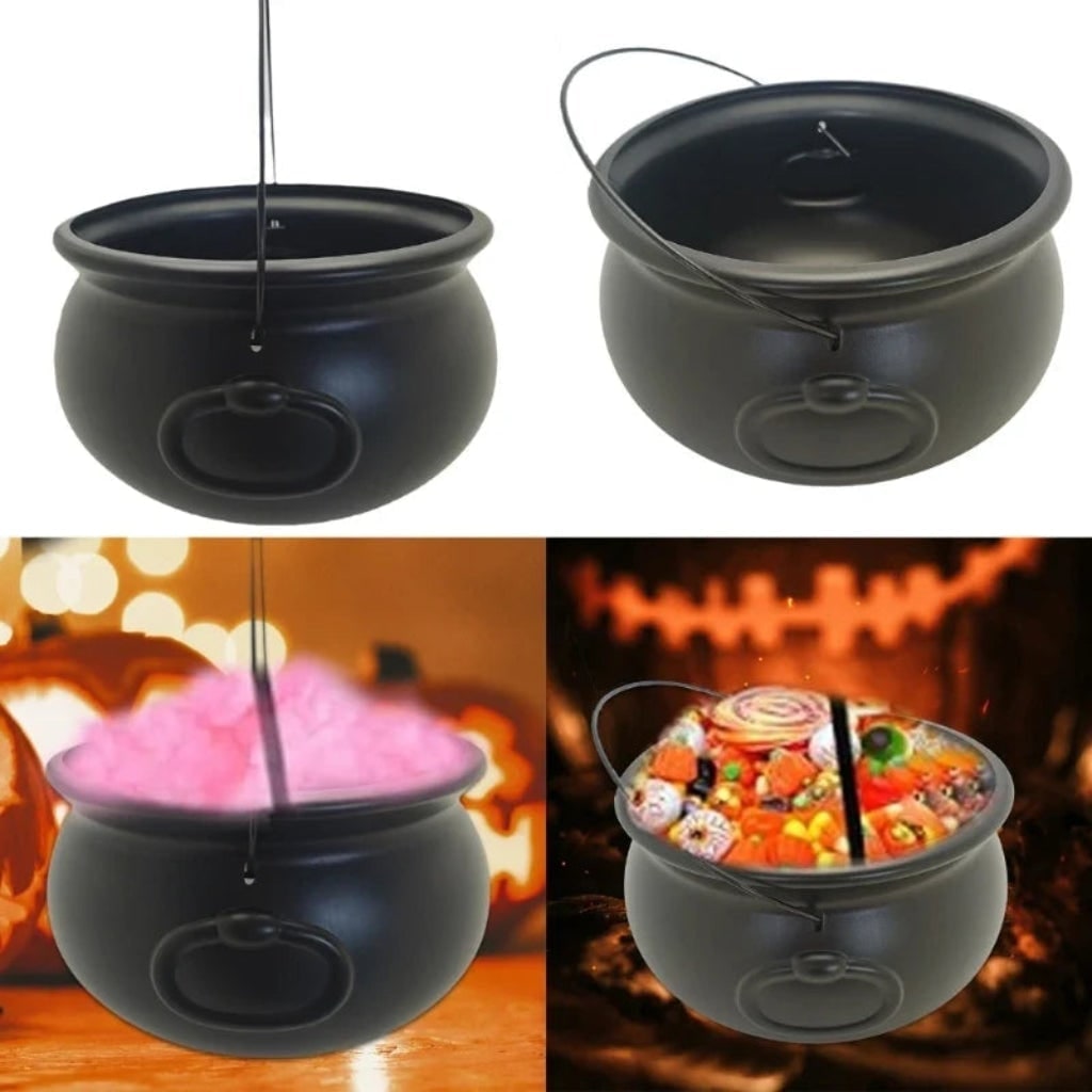Halloween Cauldron Decoration with Wire Handle for Trick or Treat Party Display - Image 2