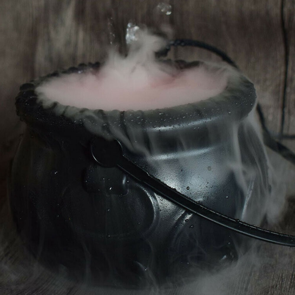 Halloween Cauldron Mist Maker with Color Changing LED Lights and Plastic Witch Pot - Image 5