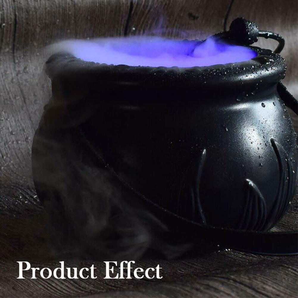 Halloween Cauldron Mist Maker with Color Changing LED Lights and Plastic Witch Pot - Image 7