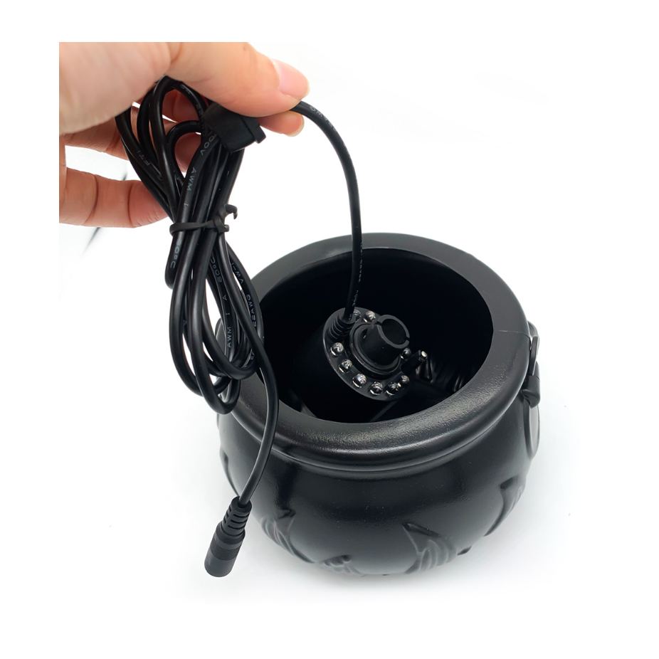 Halloween Cauldron Mist Maker with Color Changing LED Lights and Plastic Witch Pot - Image 9