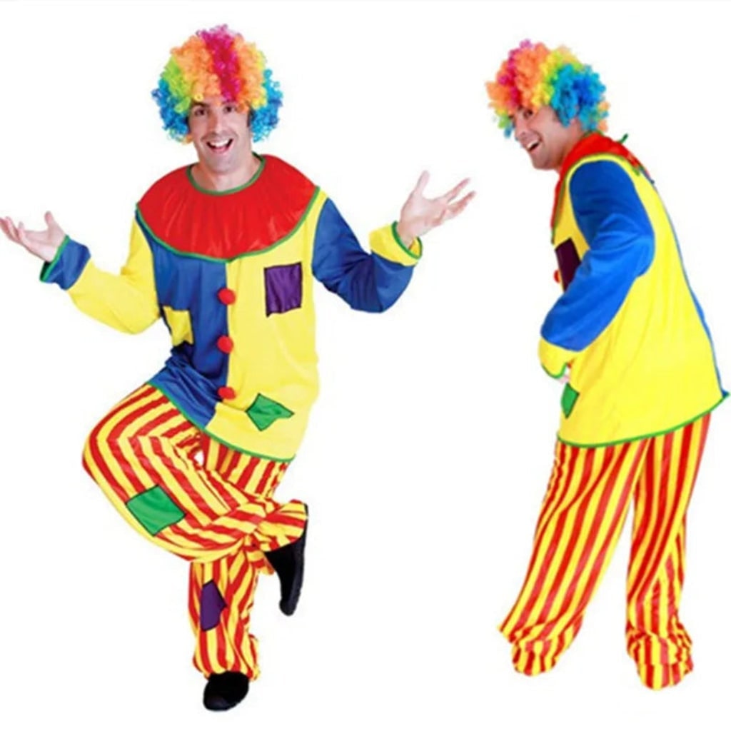Halloween Circus Clown Costume for Colorful Tunic and Striped Pants Creepy - Image 2