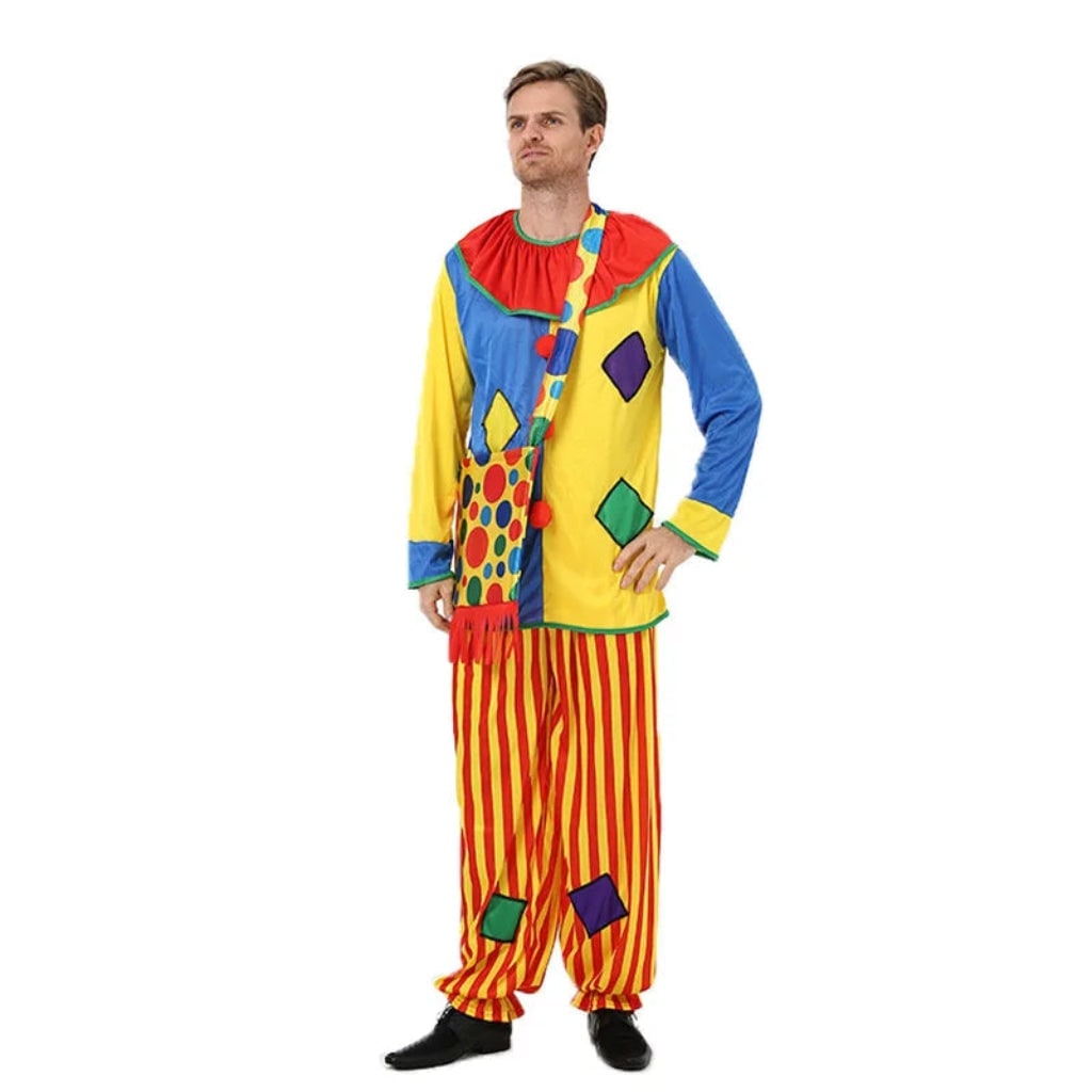 Halloween Circus Clown Costume for Colorful Tunic and Striped Pants Creepy - Image 3