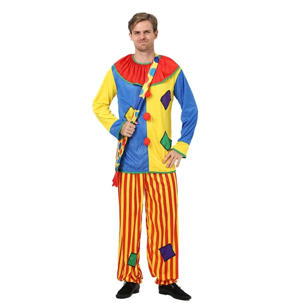 Halloween Circus Clown Costume for Colorful Tunic and Striped Pants Creepy - Image 4