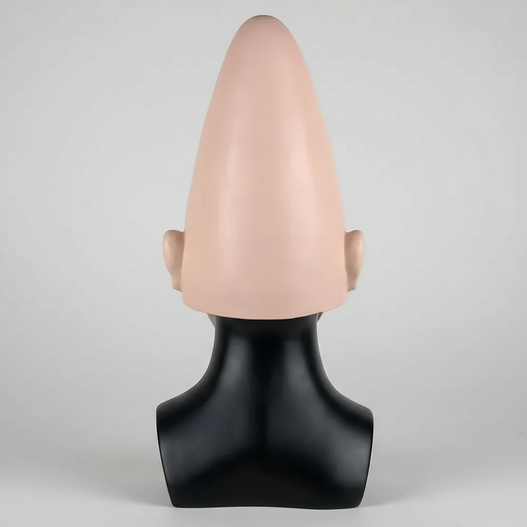 Halloween Conehead Costume Mask with Creepy Molded Ears and Forehead Wrinkles Latex Headpiece - Image 3