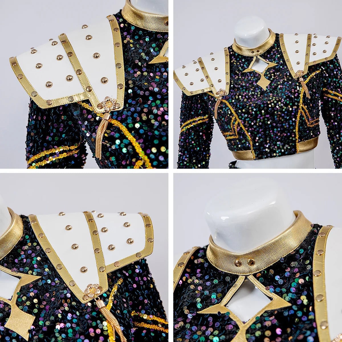 Halloween Cosplay Cheerleader Costume and Outfit Two Piece Set with Cropped Top Pleated Skirt - Image 10