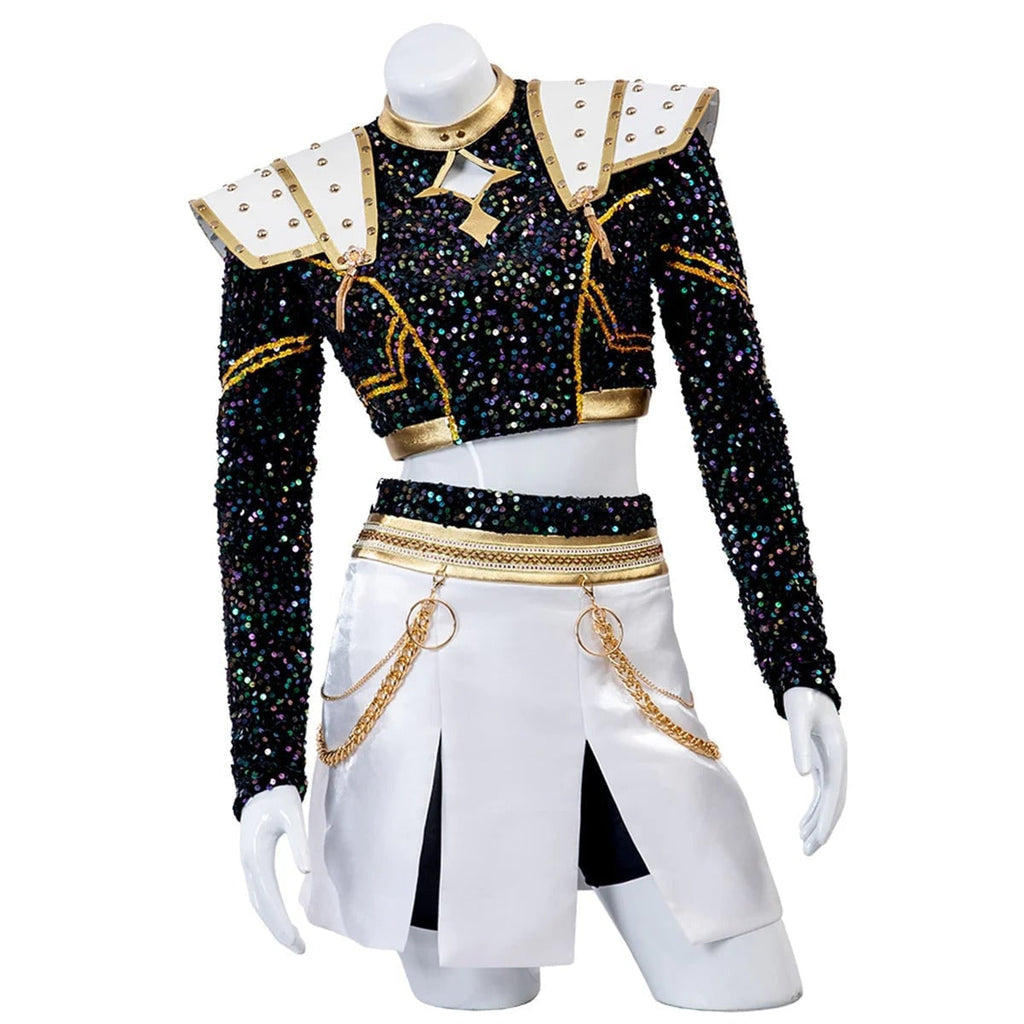 Halloween Cosplay Cheerleader Costume and Outfit Two Piece Set with Cropped Top Pleated Skirt - Image 7