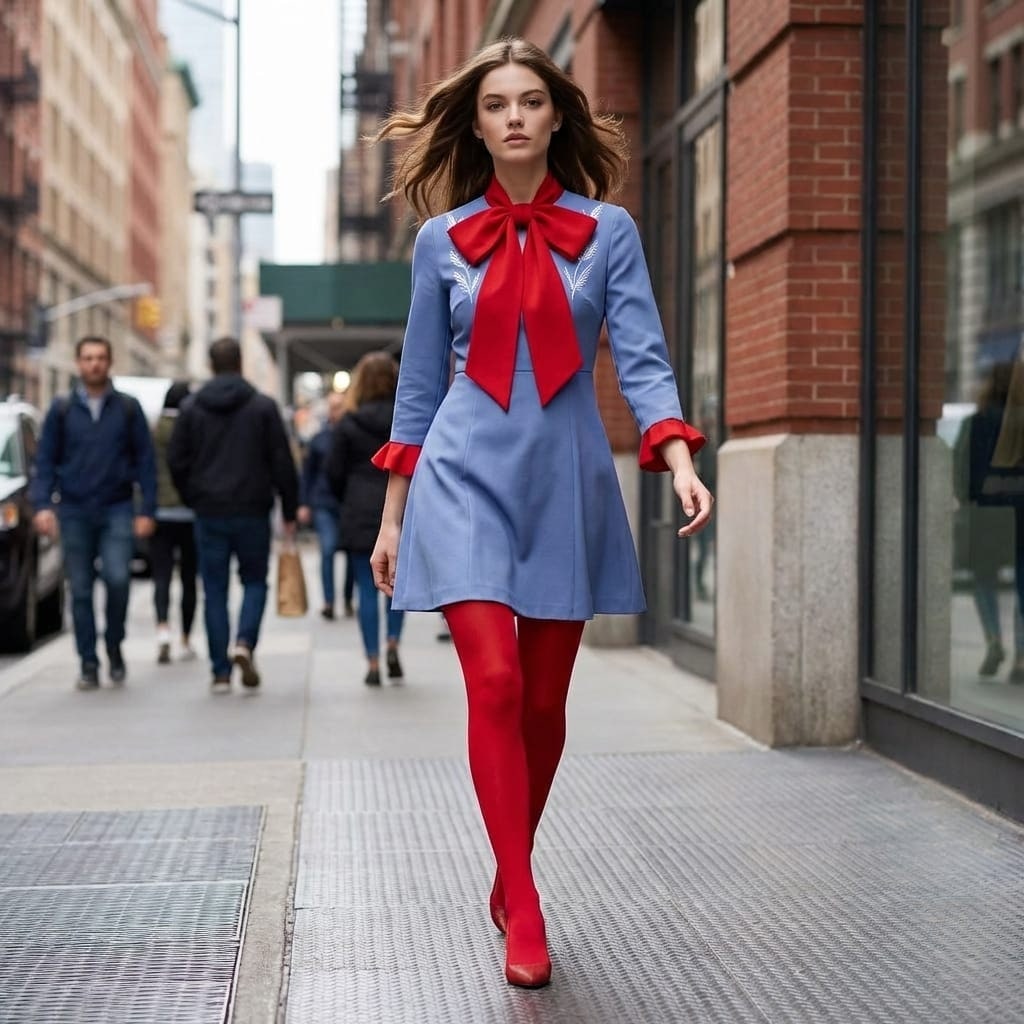 Halloween Cosplay Costume Outfit Anime Dress with Red Bow and Tights for Party Events - Image 1