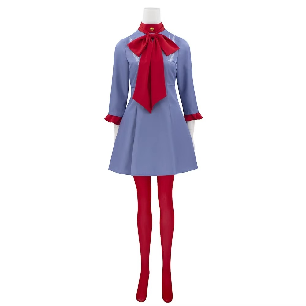 Halloween Cosplay Costume Outfit Anime Dress with Red Bow and Tights for Party Events - Image 2