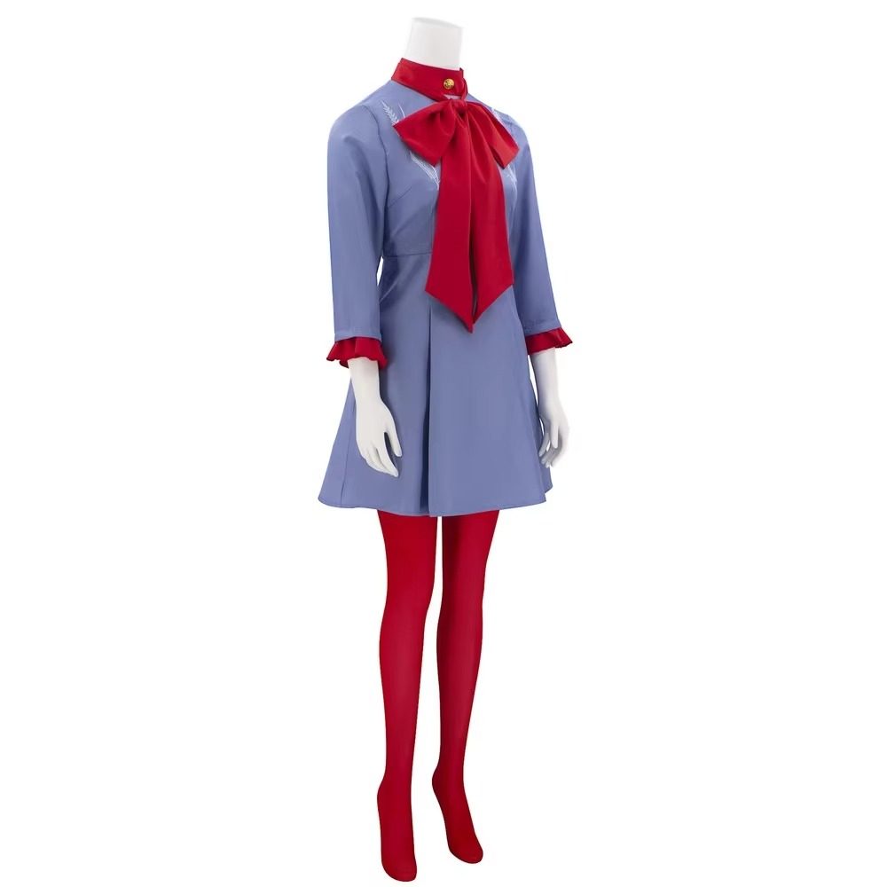 Halloween Cosplay Costume Outfit Anime Dress with Red Bow and Tights for Party Events - Image 3