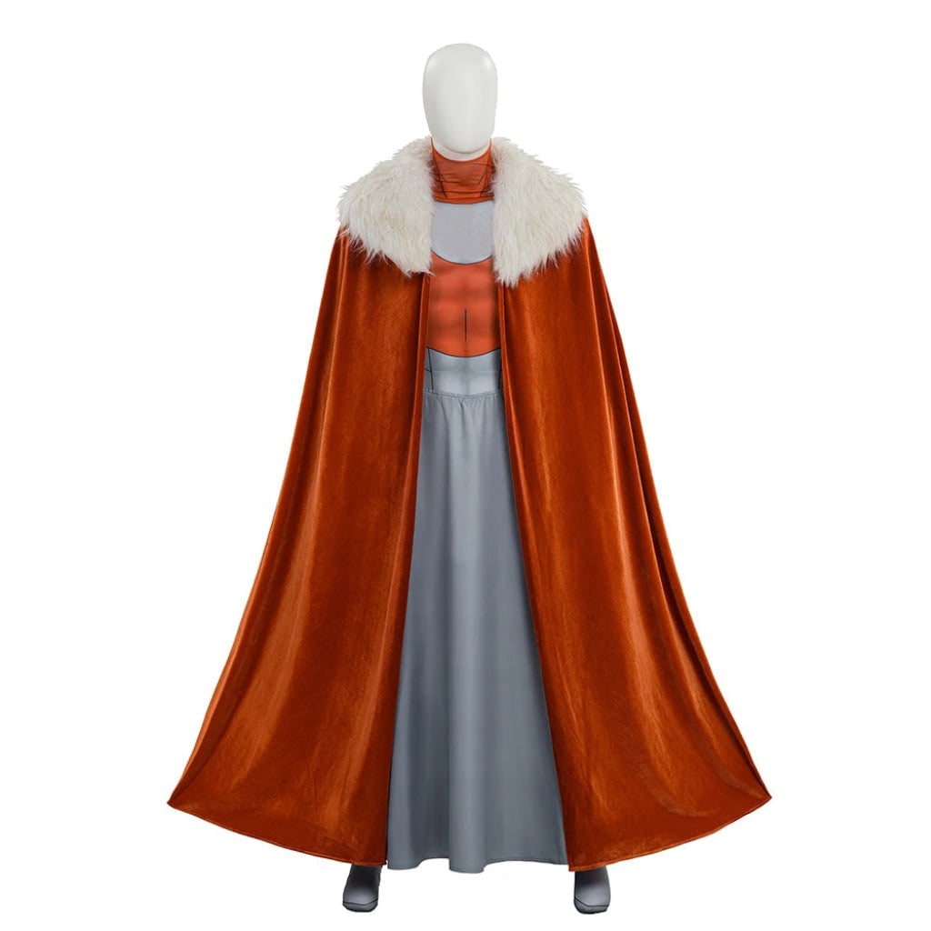 Halloween Cosplay Costume Set with Sci-Fi Armor Print Skirt and Cape - Image 4