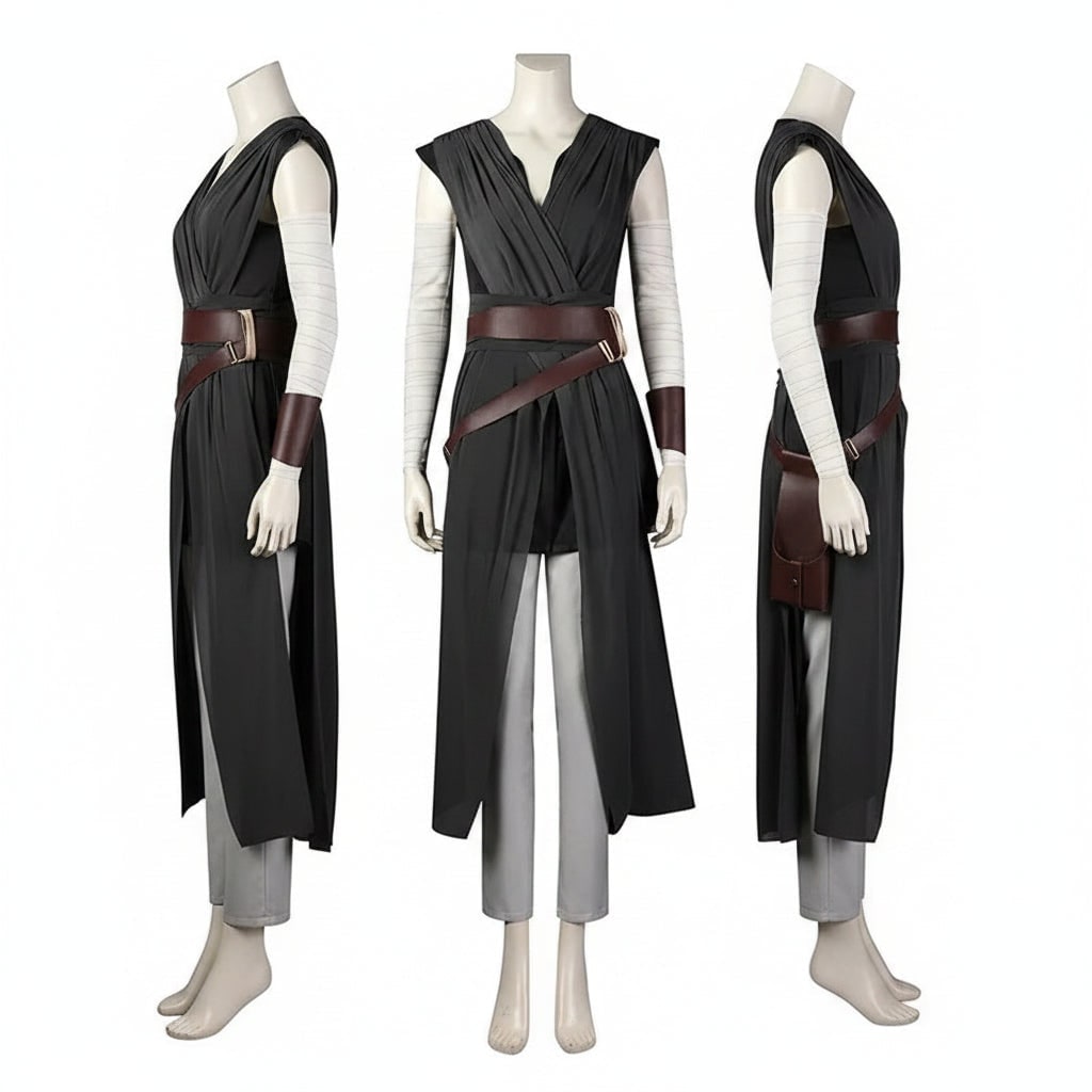 Halloween Cosplay Costume with Draped Tunic Cropped Pants and Faux-Leather Belt - Image 3