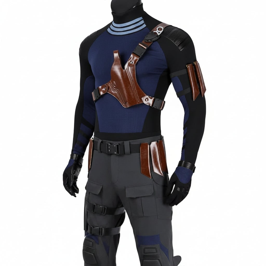 Halloween Cosplay Superhero Costume Set with Tactical Mask Harness and Gloves - Image 2