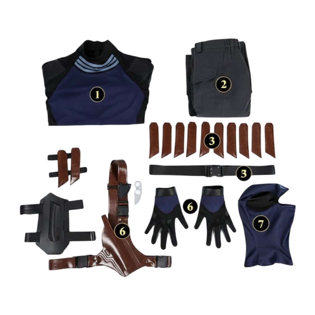 Halloween Cosplay Superhero Costume Set with Tactical Mask Harness and Gloves - Image 4