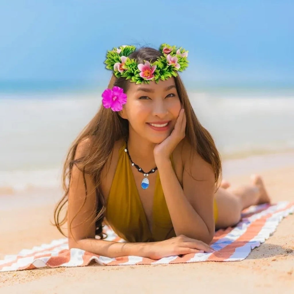 Halloween Costume Accessories Flower Crown and Necklace Set with Tropical and Beads - Image 4