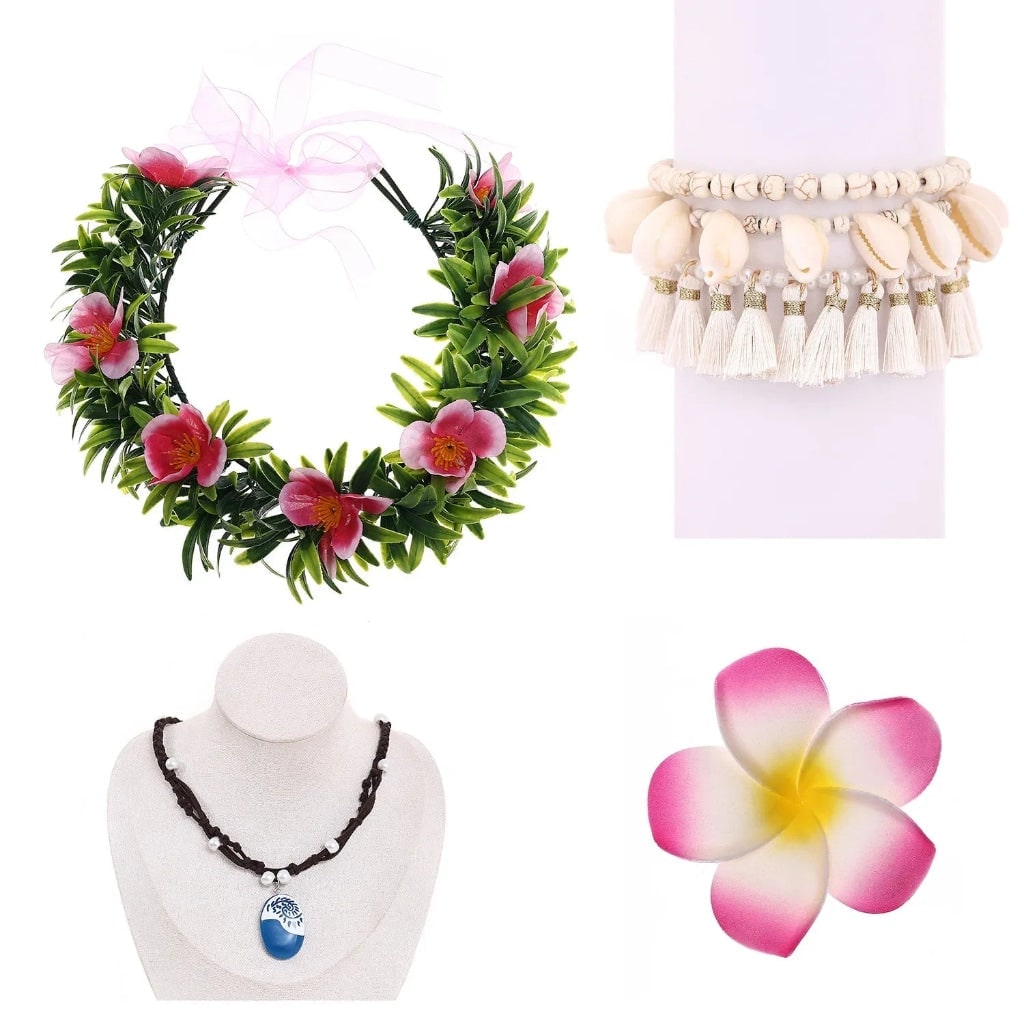 Halloween Costume Accessories Flower Crown and Necklace Set with Tropical and Beads - Image 6