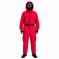 Halloween Costume Red Jumpsuit with Hooded and Belt for Cosplay Party Dress-Up - Image 2