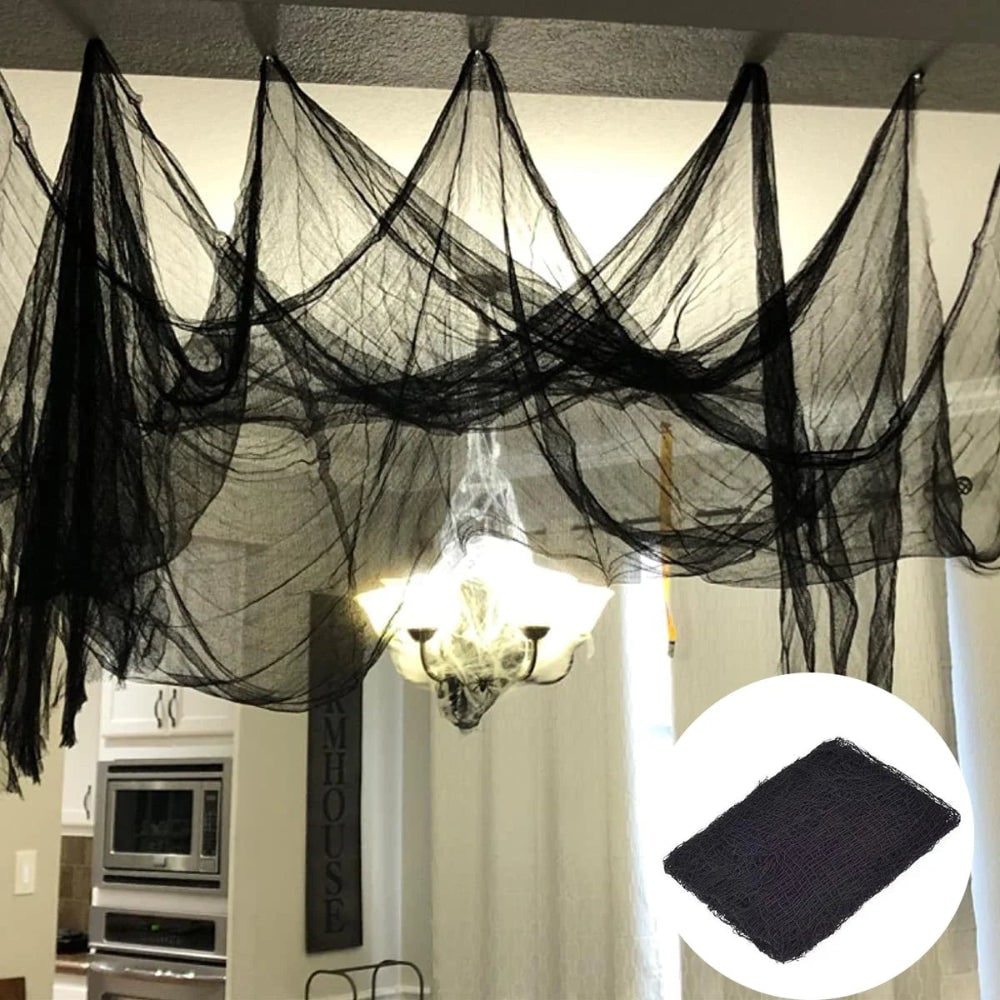 Halloween Creepy Black Gauze Cloth Decoration for Haunted House Party Prop - Image 1