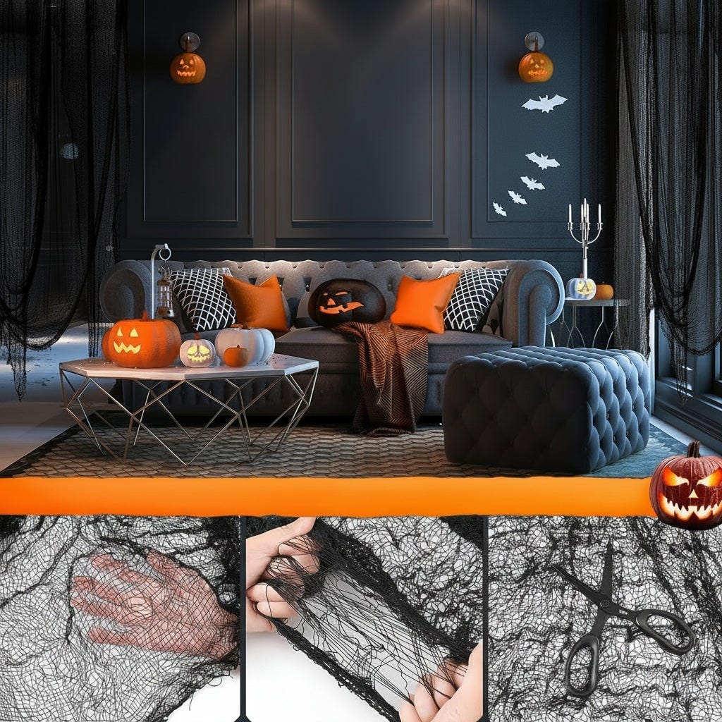 Halloween Creepy Cloth Gauze Stretchable Fabric for Indoor Outdoor Decoration - Image 2