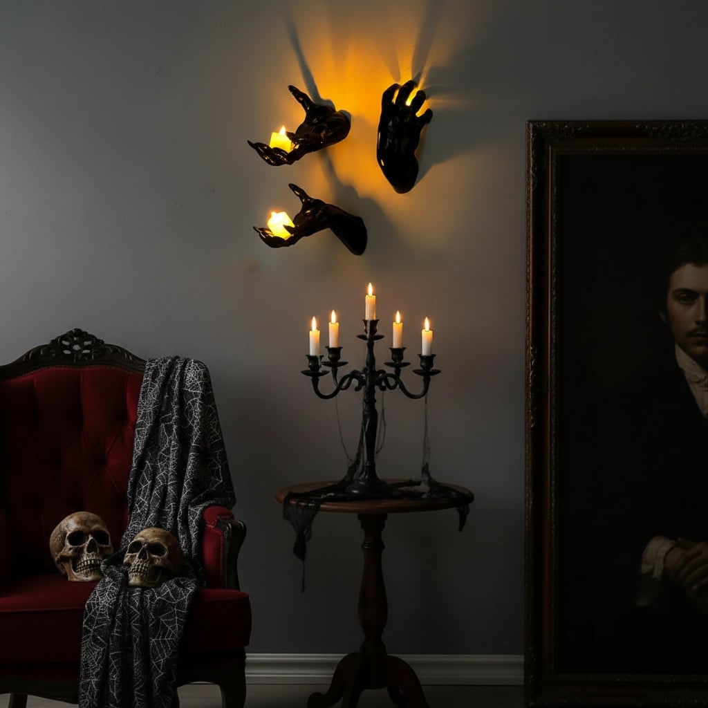 Halloween Creepy Hand Wall Candle Holder and Candlestick Stand for Gothic Decoration - Image 1