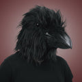Halloween Crow Mask with Creepy Black Faux Fur Full Head Costume Venetian Masquerade - Image 1