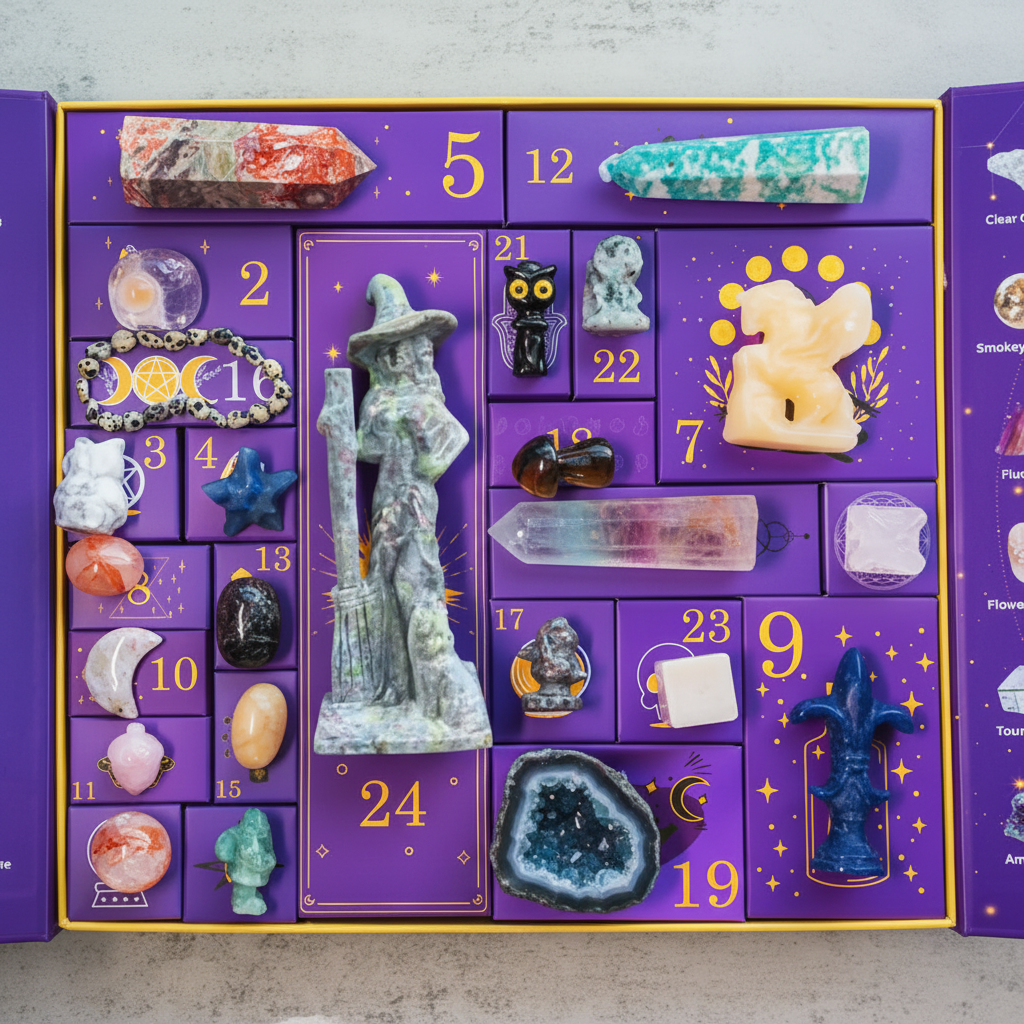 Halloween Crystal Advent Calendar 24 Day Countdown Box with Gemstones and Celestial Decorations - Image 2