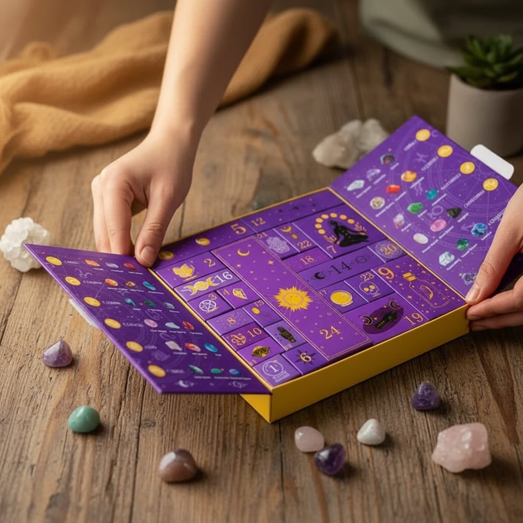 Halloween Crystal Advent Calendar with 24 Gemstone Compartments - Image 1