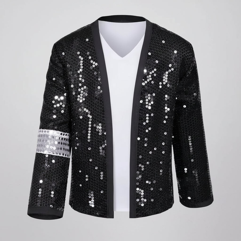 Halloween Dance Costume Michael Jackson Outfit with Sequin Jacket Fedora Hat and Gloves for Party - Image 3