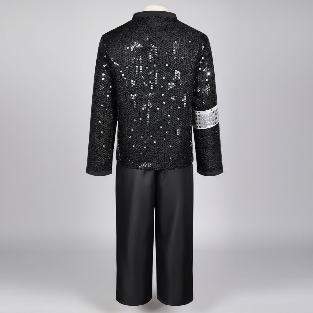 Halloween Dance Costume Michael Jackson Outfit with Sequin Jacket Fedora Hat and Gloves for Party - Image 5