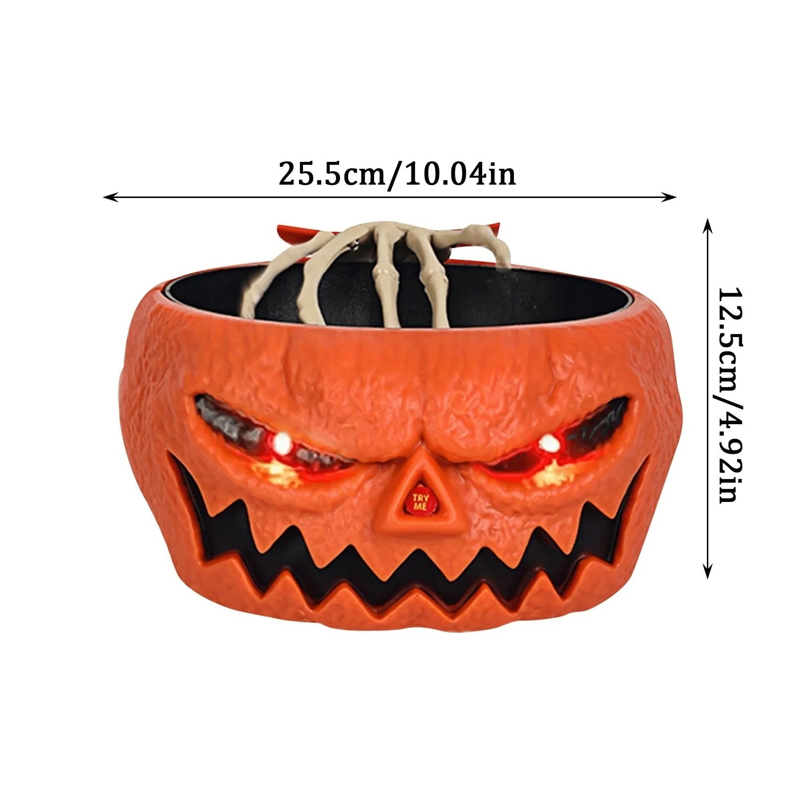 Halloween Decoration Animated Candy Bowl with Motion Sensor LED Eyes and Skeleton Hand for Party - Image 5