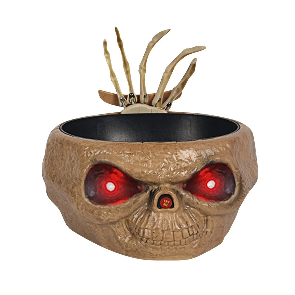 Halloween Decoration Animated Candy Bowl with Motion Sensor LED Eyes and Skeleton Hand for Party - Image 6