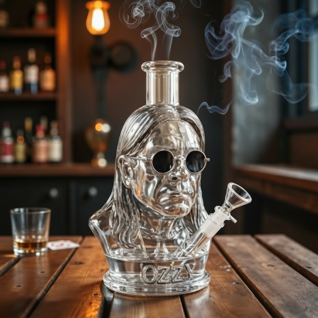 Halloween Decoration Glass Bong Water Pipe with Ozzy Bust Party Centerpiece - Image 1