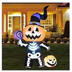 Halloween Decoration Inflatable Jack O Lantern Skeleton with LED Lights for Yard Party Prop - Image 6