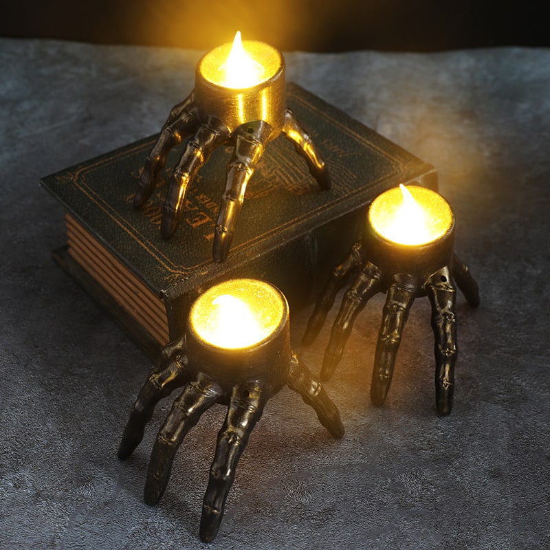 Halloween Decorations Flameless LED Candles Battery Operated and Skeleton Hand Prop T Light - Image 6