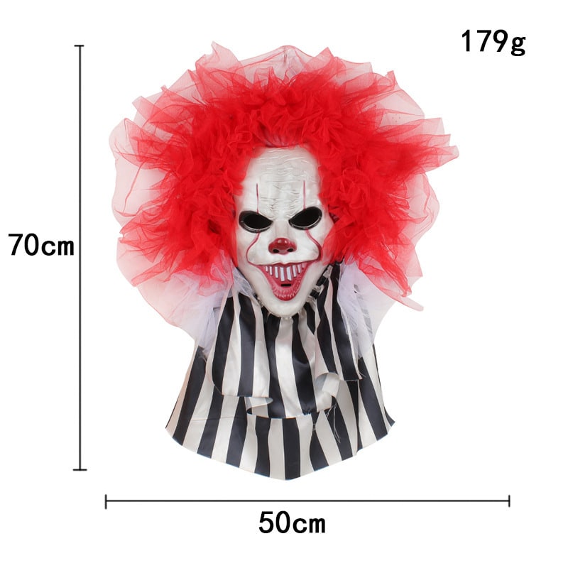 Halloween Decorations Outdoor Door Hanger Scary Clown Wreath Front Decor Lights - Image 2