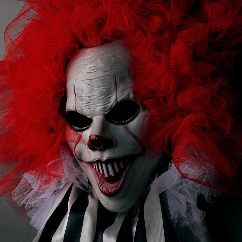 Halloween Decorations Outdoor Door Hanger Scary Clown Wreath Front Decor Lights - Image 4