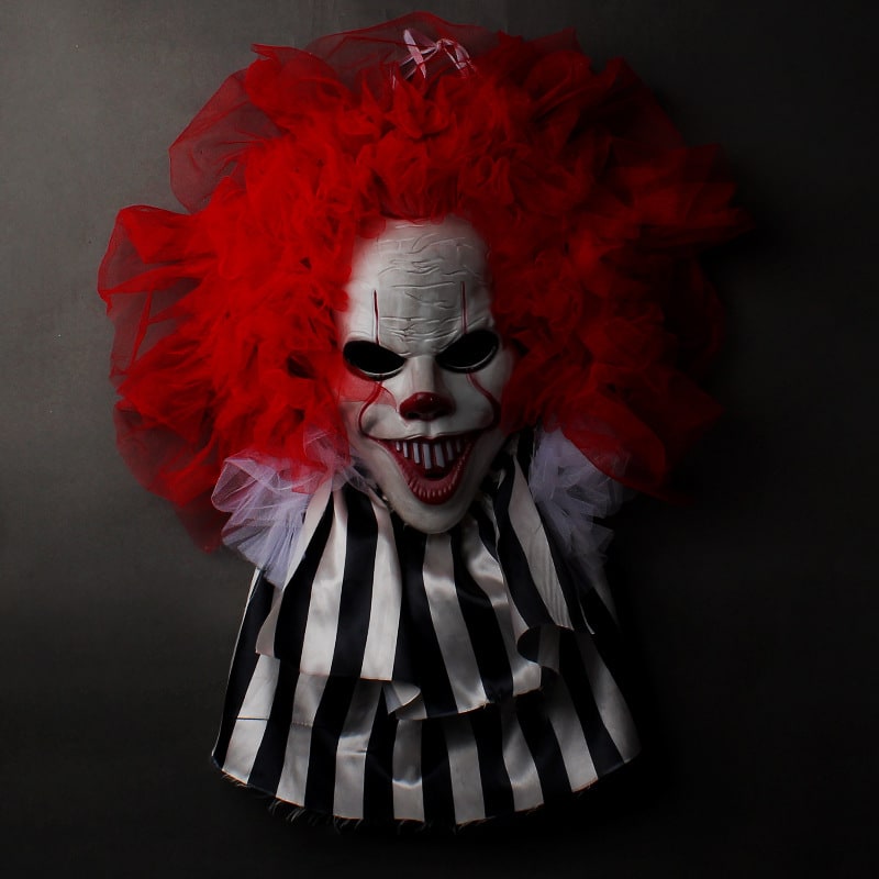 Halloween Decorations Outdoor Door Hanger Scary Clown Wreath Front Decor Lights - Image 5