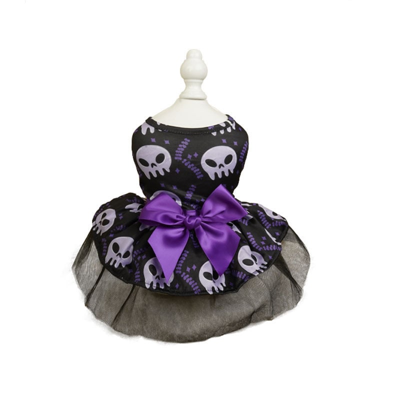 Halloween Dog Costume Dress with Tutu Skirt Satin Bow and Outfits for Pet Apparel - Image 2