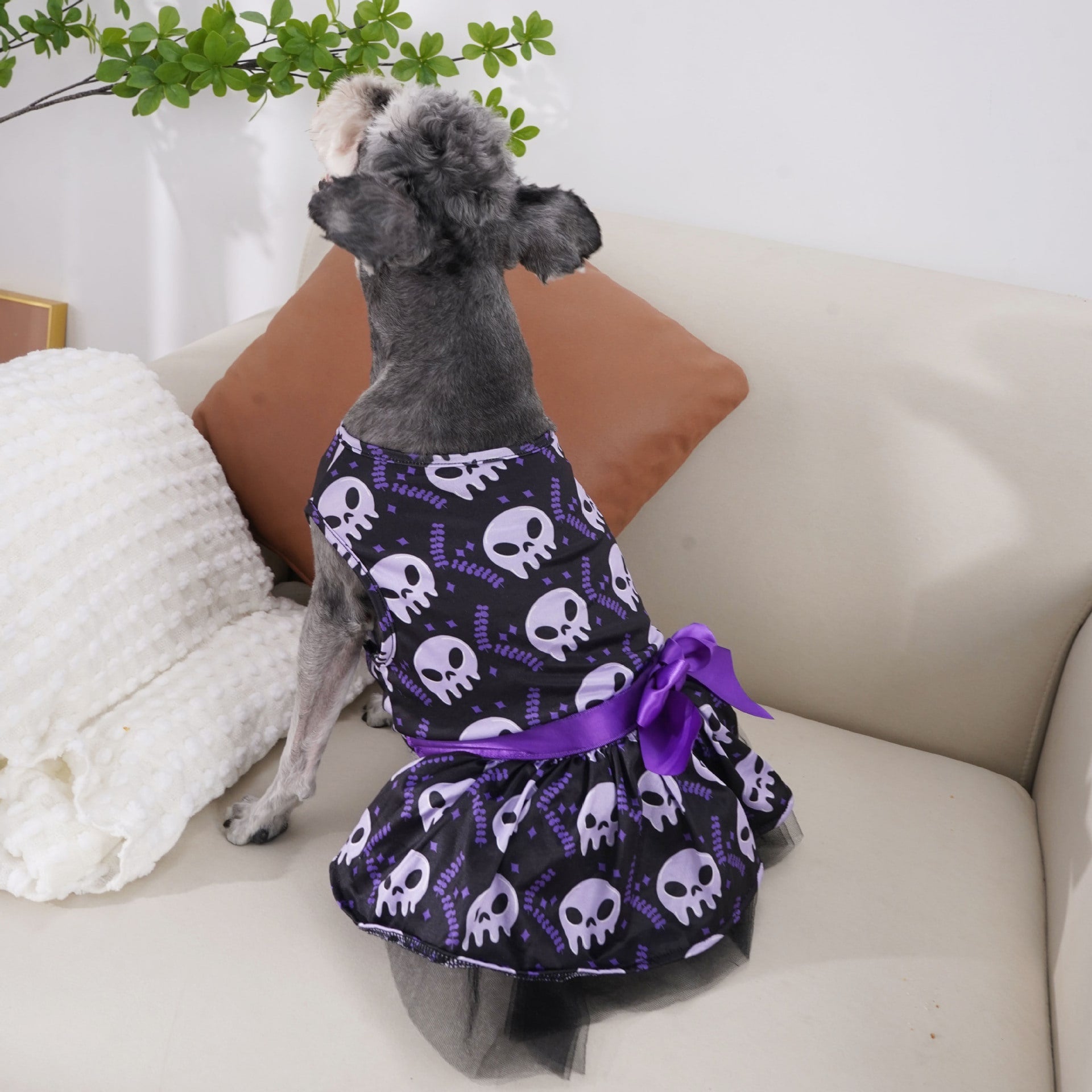 Halloween Dog Costume Dress with Tutu Skirt Satin Bow and Outfits for Pet Apparel - Image 5