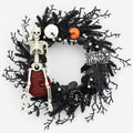 Halloween Door Wreath with Jack O Lantern Pumpkins and Skeleton for Party Decorations - Image 1