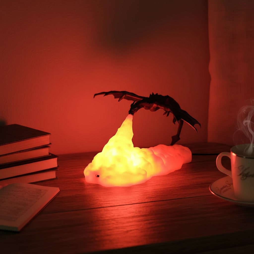 Halloween Dragon Night Light Bedside Table Lamp with LED Fire-Breathing Effect and Design - Image 1