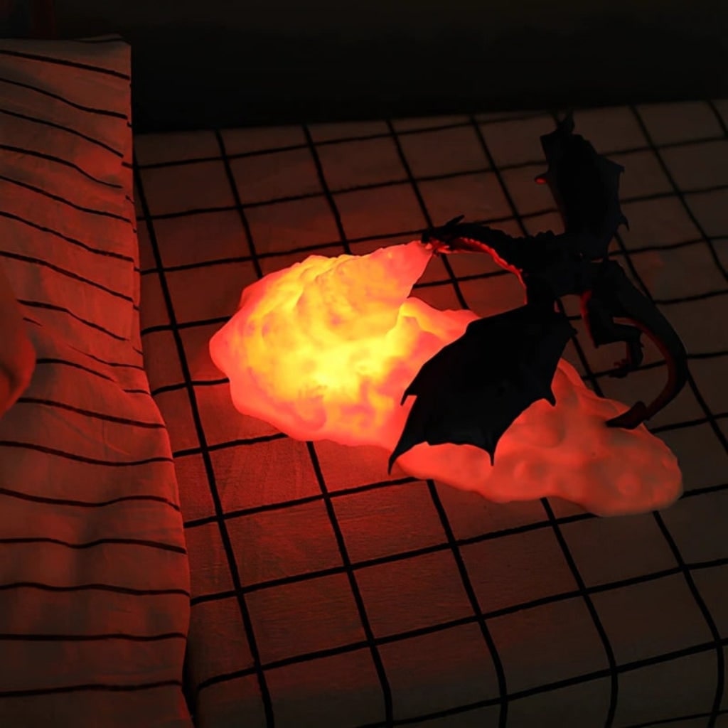 Halloween Dragon Night Light Lamp with LED Flame Effect for Bedside Table Bedroom Decoration - Image 2