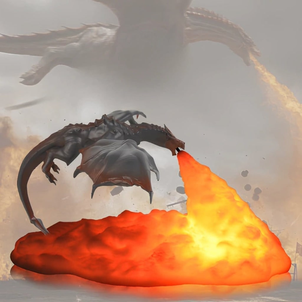 Halloween Dragon Night Light Lamp with LED Flame Effect for Bedside Table Bedroom Decoration - Image 3