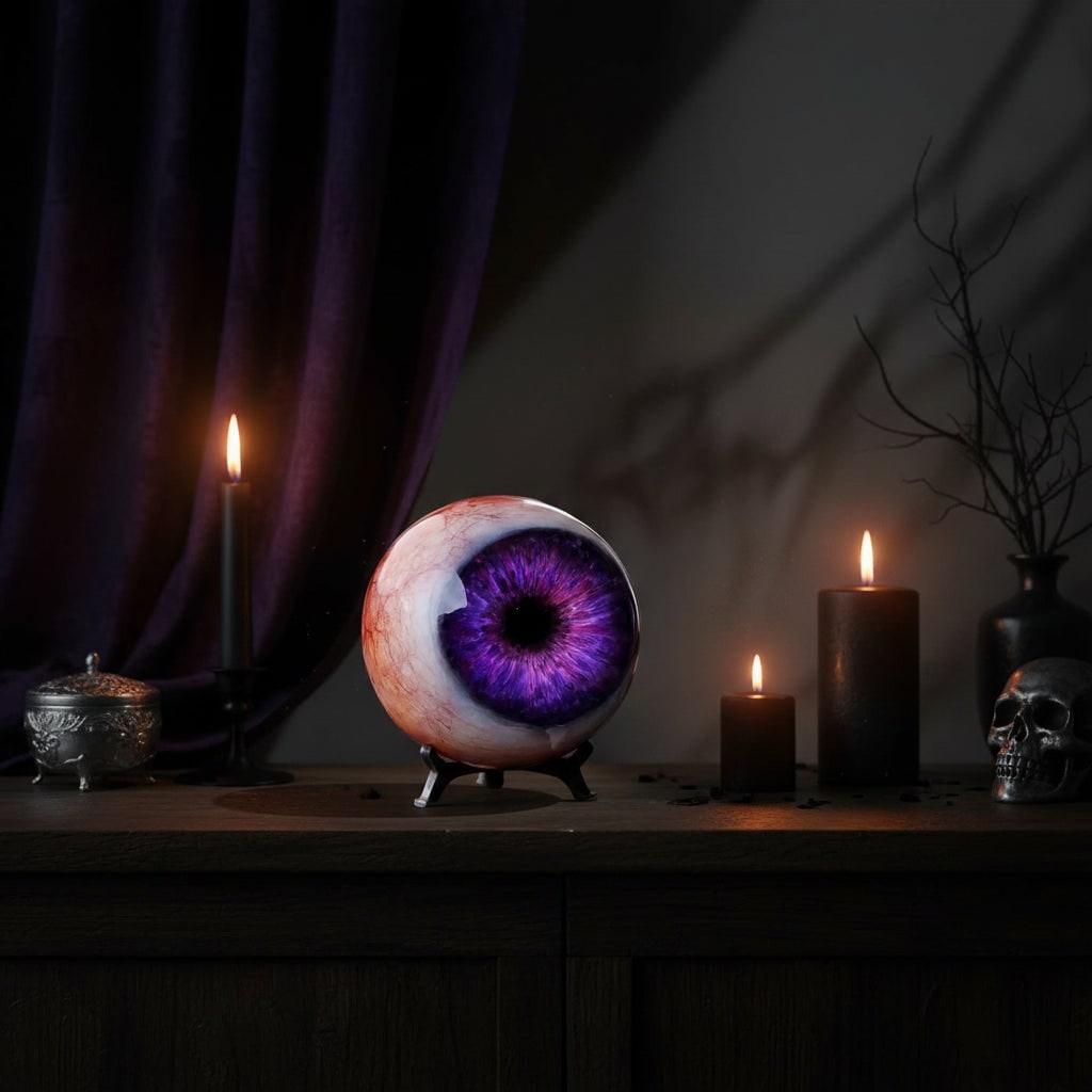 Halloween Eyeball Decor with Witch and Pink Porch Display Stand for Front Door Party Decoration - Image 2
