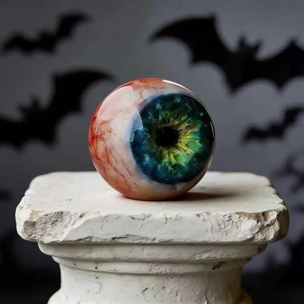 Halloween Eyeball Decor with Witch and Pink Porch Display Stand for Front Door Party Decoration - Image 3
